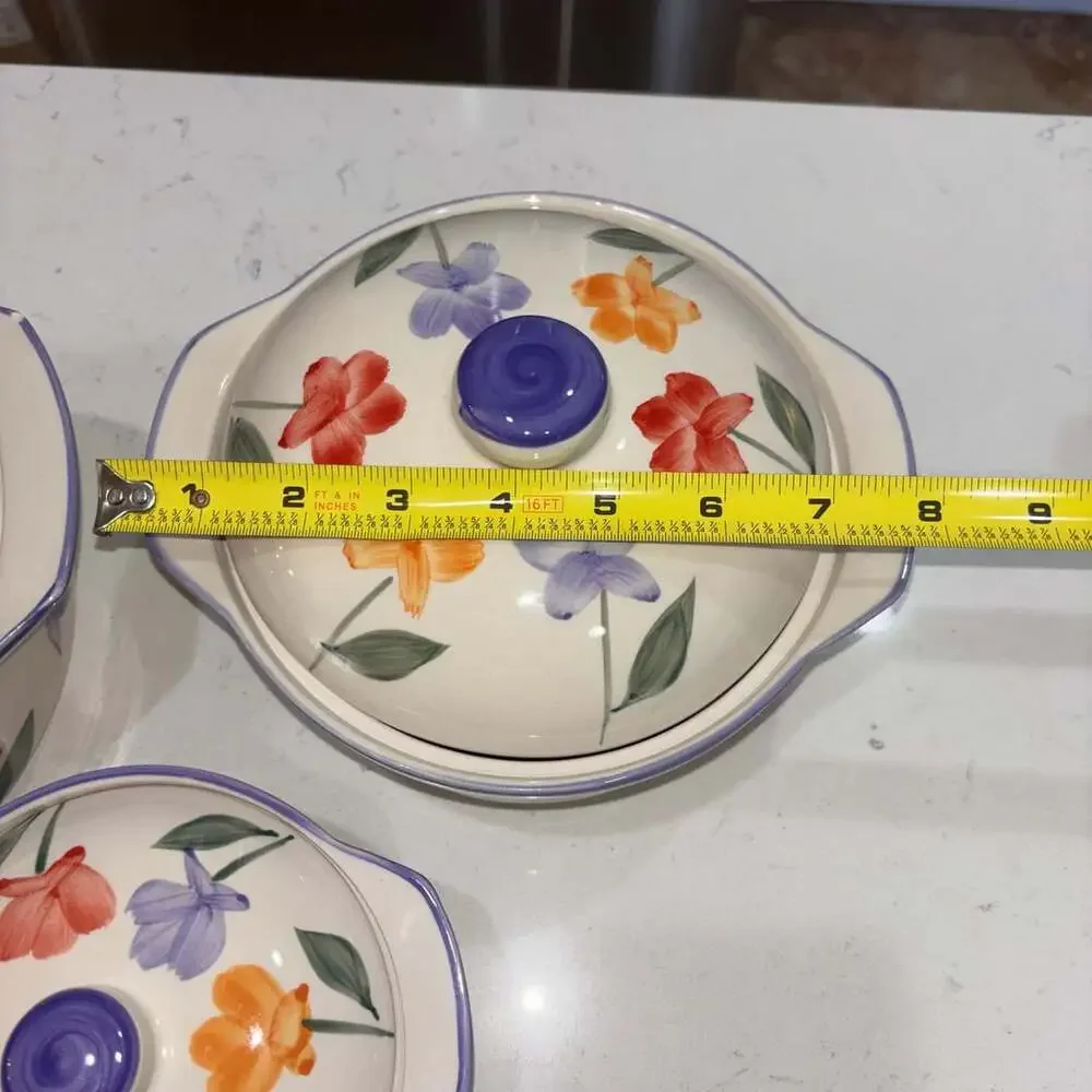 Flower Garden By Housewares Intl Inc Covered Casserole Dish Set of 3